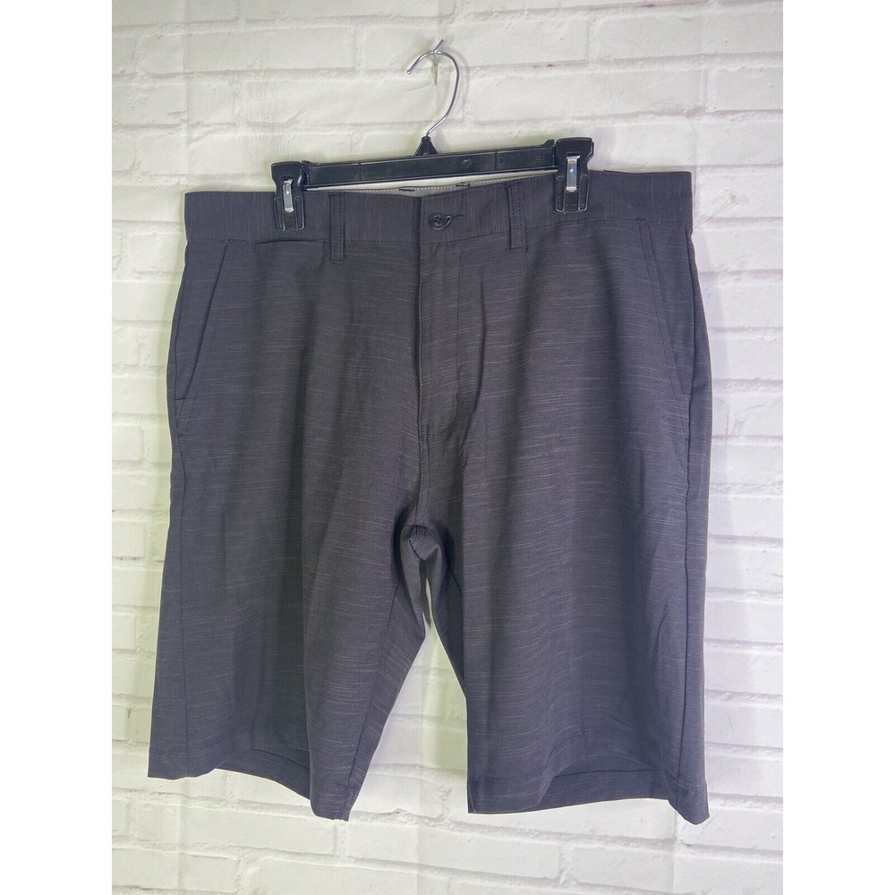 Burnside Mens Black Gray Quick Dry Stretch Land Sea Hybrid Board Shorts Size 36